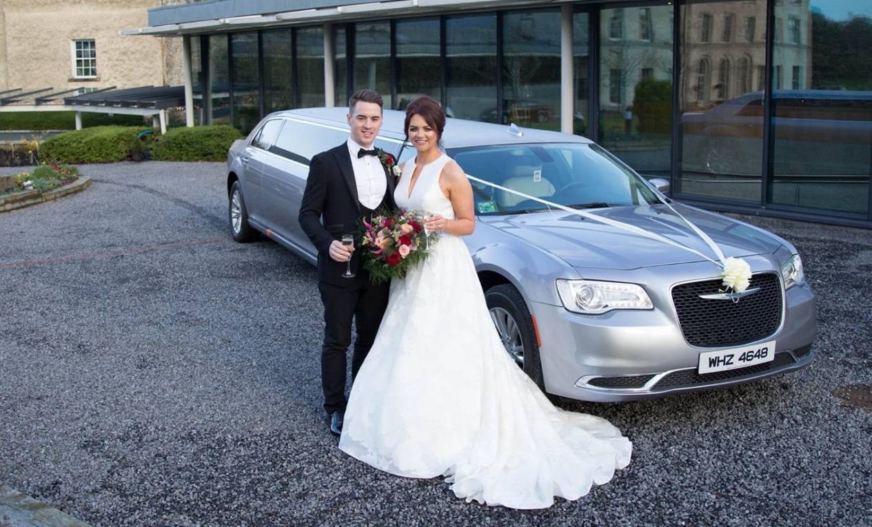 Champagne Silver Chrysler Limo wedding car for hire